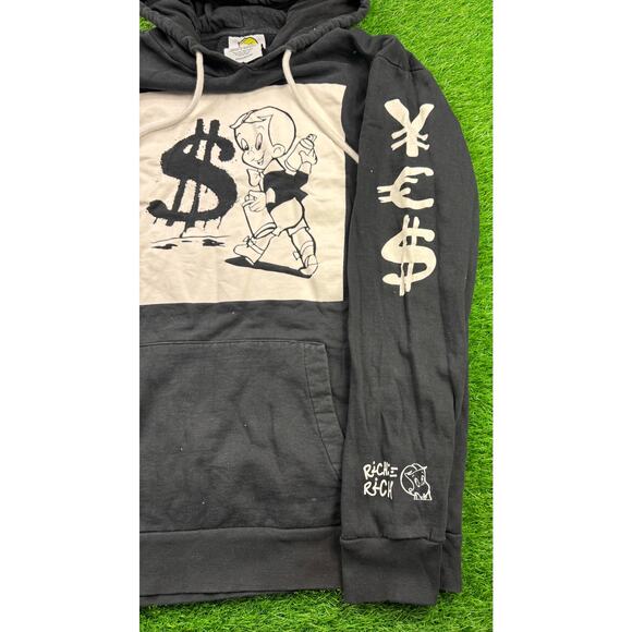 Forever 21 Alec Monopoly Richie Hoodie Mens L Black Graphic Pullover Streetwear - Picture 3 of 10